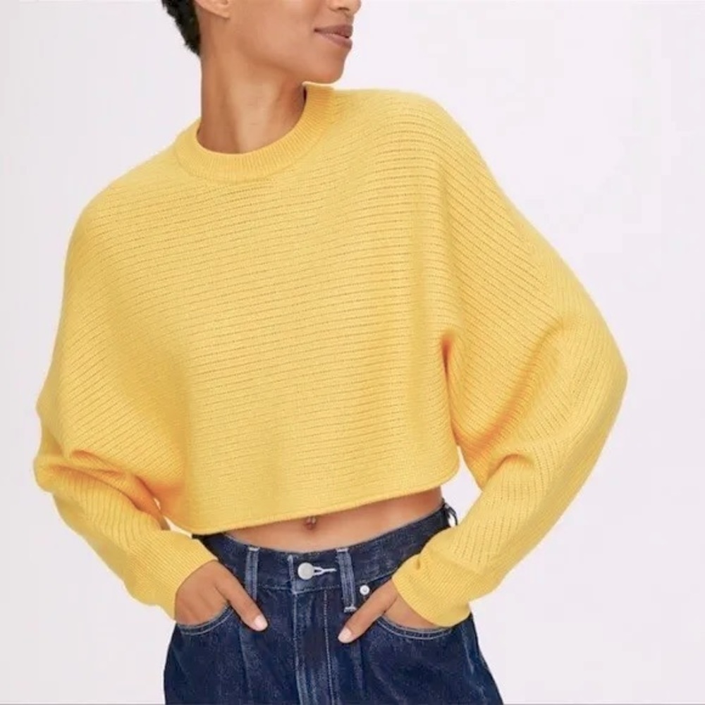 ARITZIA WIFRED LOLAN BUTTER YELLOW WOOL CROP SWEATER